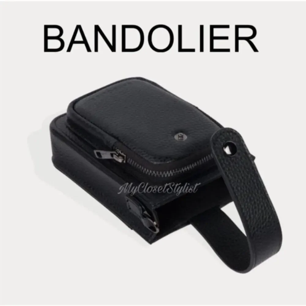 NEW Bandolier Set Black Leather UNIVERSAL Holster Phone Case! Black Pewter OSFA